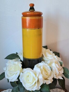 Antique Handcrafted European Wooden Walnut Candy Canister or Treen Canister